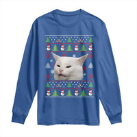 Woman Yelling At A Cat Ugly Christmas Long Sleeve Shirt Funny Cat Meme Matching Couple Christmas Pajama - Wonder Print Shop