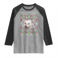 Woman Yelling At A Cat Ugly Christmas Raglan Shirt Funny Cat Meme Matching Couple Christmas Pajama - Wonder Print Shop