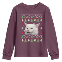 Woman Yelling At A Cat Ugly Christmas Youth Sweatshirt Funny Cat Meme Matching Couple Christmas Pajama - Wonder Print Shop