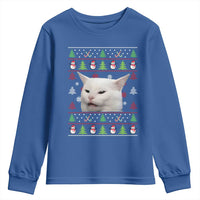 Woman Yelling At A Cat Ugly Christmas Youth Sweatshirt Funny Cat Meme Matching Couple Christmas Pajama - Wonder Print Shop