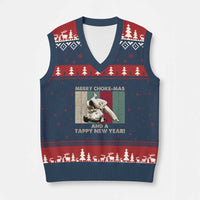 Jiu Jitsu Xmas V-Neck Knit Sweater Vest Retro Merry Choke Mas Tappy New Year Martial Arts BJJ Lover - Wonder Print Shop