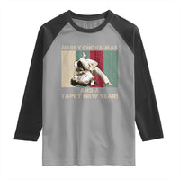 Jiu Jitsu Christmas Raglan Shirt Retro Merry Choke Mas Tappy New Year Martial Arts BJJ Lover - Wonder Print Shop