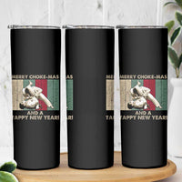 Jiu Jitsu Christmas Skinny Tumbler Retro Merry Choke Mas Tappy New Year Martial Arts BJJ Lover - Wonder Print Shop