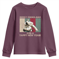 Jiu Jitsu Christmas Youth Sweatshirt Retro Merry Choke Mas Tappy New Year Martial Arts BJJ Lover - Wonder Print Shop