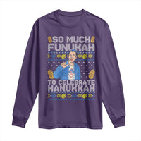 Funny Ugly Hanukkah Long Sleeve Shirt So Much Funukah To Celebrate Hanukkah Sandler - Wonder Print Shop