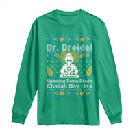 Funny Ugly Hanukkah Long Sleeve Shirt Mr Dreidel Dj Chanukkah Jewish - Wonder Print Shop