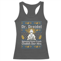 Funny Ugly Hanukkah Racerback Tank Top Mr Dreidel Dj Chanukkah Jewish - Wonder Print Shop