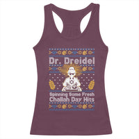 Funny Ugly Hanukkah Racerback Tank Top Mr Dreidel Dj Chanukkah Jewish - Wonder Print Shop