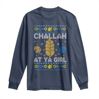 Funny Ugly Hanukkah Long Sleeve Shirt Challah At Ya Girl Matching - Wonder Print Shop