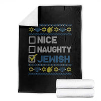 Nice Naughty Jewish Ugly Hanukkah Throw Blanket Chanukah Jew Gift - Wonder Print Shop