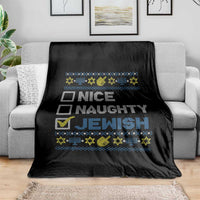 Nice Naughty Jewish Ugly Hanukkah Throw Blanket Chanukah Jew Gift - Wonder Print Shop
