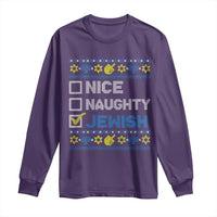 Nice Naughty Jewish Ugly Hanukkah Long Sleeve Shirt Chanukah Jew Gift - Wonder Print Shop