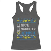 Nice Naughty Jewish Ugly Hanukkah Racerback Tank Top Chanukah Jew Gift - Wonder Print Shop