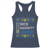 Nice Naughty Jewish Ugly Hanukkah Racerback Tank Top Chanukah Jew Gift - Wonder Print Shop