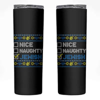Nice Naughty Jewish Ugly Hanukkah Skinny Tumbler Chanukah Jew Gift - Wonder Print Shop