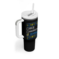 Nice Naughty Jewish Ugly Hanukkah Tumbler With Handle Chanukah Jew Gift - Wonder Print Shop