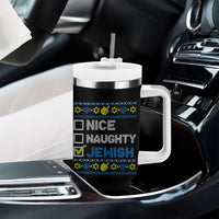 Nice Naughty Jewish Ugly Hanukkah Tumbler With Handle Chanukah Jew Gift - Wonder Print Shop
