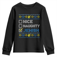 Nice Naughty Jewish Ugly Hanukkah Youth Sweatshirt Chanukah Jew Gift - Wonder Print Shop