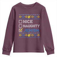 Nice Naughty Jewish Ugly Hanukkah Youth Sweatshirt Chanukah Jew Gift - Wonder Print Shop