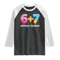 Funny 67 13th Birthday Official Teenager Raglan Shirt 6 7 Ice Cream Drip Meme Funny Six Seven 13 Years Old