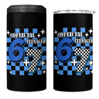Funny 13th Birthday Official Teenager 4 in 1 Can Cooler Tumbler 6+7 13 Year Old Boys Kids Checkered 67 Meme