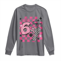 Funny 13th Birthday Official Teenager Long Sleeve Shirt 6+7 13 Year Old Kids Girls Pink Checkered 67 Meme