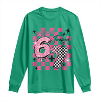 Funny 13th Birthday Official Teenager Long Sleeve Shirt 6+7 13 Year Old Kids Girls Pink Checkered 67 Meme