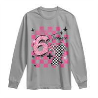 Funny 13th Birthday Official Teenager Long Sleeve Shirt 6+7 13 Year Old Kids Girls Pink Checkered 67 Meme