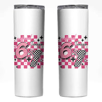 Funny 13th Birthday Official Teenager Skinny Tumbler 6+7 13 Year Old Kids Girls Pink Checkered 67 Meme