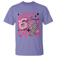 Funny 13th Birthday Official Teenager T Shirt 6+7 13 Year Old Kids Girls Pink Checkered 67 Meme