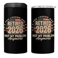 The Legend Has Retired 2026 4 in 1 Can Cooler Tumbler Funny Retirement USA Flag