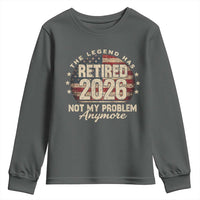 The Legend Has Retired 2026 Youth Sweatshirt Funny Retirement USA Flag