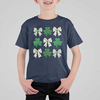 St Patricks Day Lucky Coquette T Shirt For Kid Leopard Shamrocks Bow Irish Gift