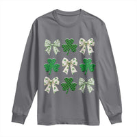 St Patricks Day Lucky Coquette Long Sleeve Shirt Leopard Shamrocks Bow Irish Gift