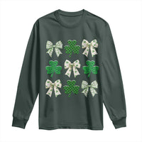 St Patricks Day Lucky Coquette Long Sleeve Shirt Leopard Shamrocks Bow Irish Gift