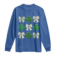 St Patricks Day Lucky Coquette Long Sleeve Shirt Leopard Shamrocks Bow Irish Gift