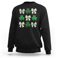 St Patricks Day Lucky Coquette Sweatshirt Leopard Shamrocks Bow Irish Gift