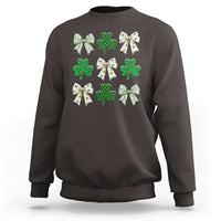 St Patricks Day Lucky Coquette Sweatshirt Leopard Shamrocks Bow Irish Gift