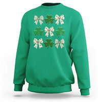 St Patricks Day Lucky Coquette Sweatshirt Leopard Shamrocks Bow Irish Gift