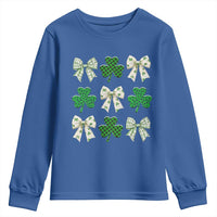 St Patricks Day Lucky Coquette Youth Sweatshirt Leopard Shamrocks Bow Irish Gift