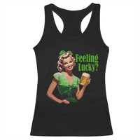 St. Patricks Day Racerback Tank Top Feeling Lucky Trendy Retro