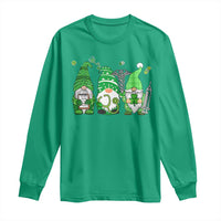 Nurse St Patricks Day Long Sleeve Shirt Lucky Shamrock Leopard Gnomes Irish Nurses