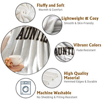 Auntie Throw Blanket Retro Varsity New Aunt Letter Print