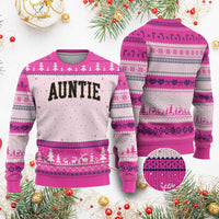 Auntie Ugly Christmas Sweater Retro Varsity New Aunt Letter Print