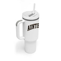 Auntie Tumbler With Handle Retro Varsity New Aunt Letter Print