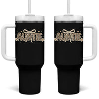 Leopard Auntie Tumbler With Handle Coquette Bow Cute Gift For Aunt