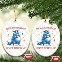 Pregnant Racoon Ceramic Ornament Feral And Pregnant Dont Touch Me Pregnancy Humor