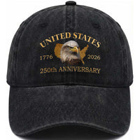 USA 250th Anniversary Washed Cotton Baseball Cap American Map Patriotic 1776-2026 America 250 TS10