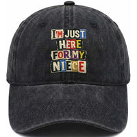 Im Just Here For My Niece Washed Cotton Baseball Cap Trendy Aunts Letter Print Vintage