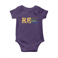 Retro Earth Day Baby Onesie Recycle Reuse Renew Rethink Protect Earth